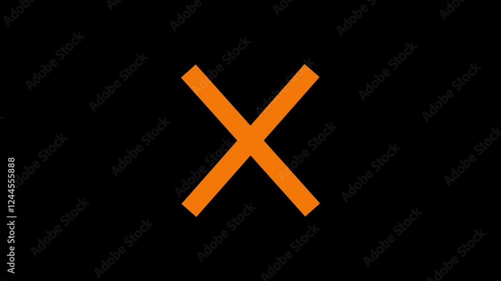 Brown color simple X mark animation with black background Brown color simple X mark animation with black background