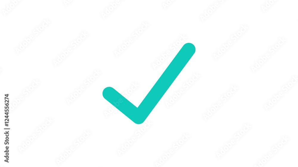 Cyan color simple check mark animation with white background Cyan color simple check mark animation with white background