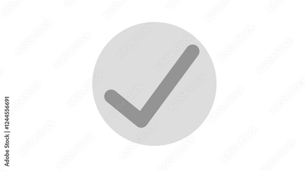 Gray color simple check mark circle fill animation with white background Gray color simple check mark circle fill animation with white background