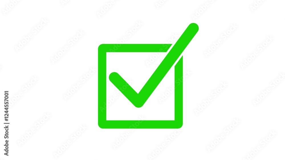 Green color simple 3d check box animation with white background Green color simple 3d check box animation with white background
