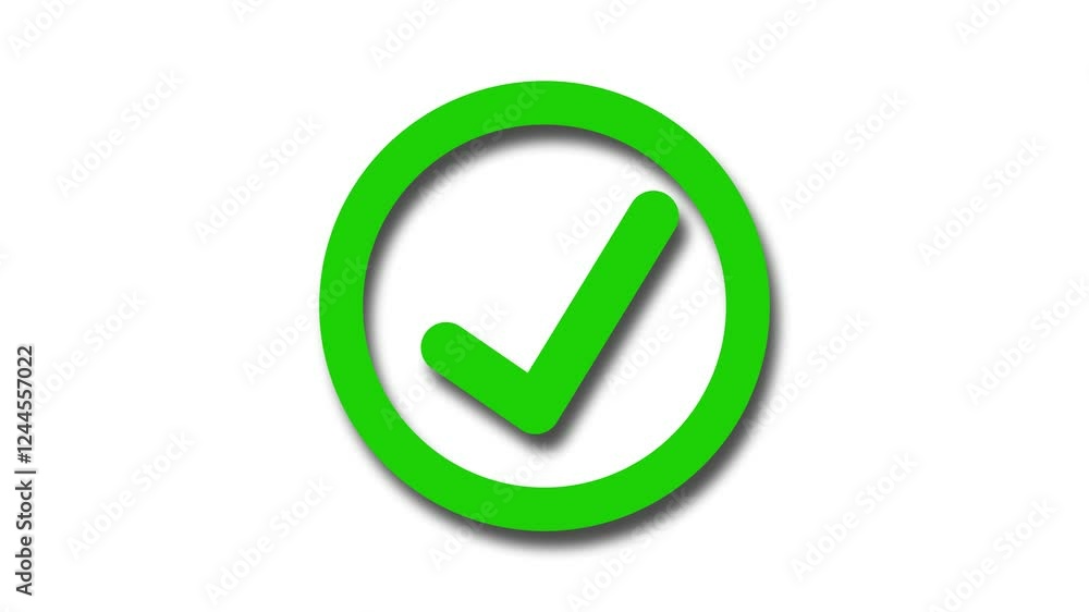 Green color simple 3d check circle animation with white background Green color simple 3d check circle animation with white background