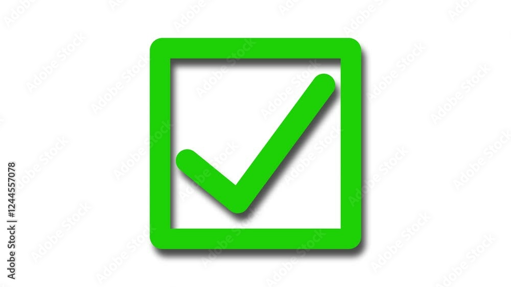 Green color simple 3d check mark box animation with white background Green color simple 3d check mark box animation with white background