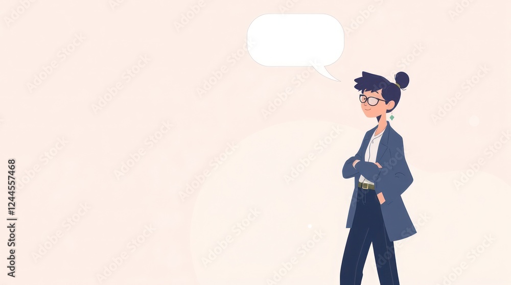 young professional holding a conversation with a speech bubble above young professional holding a conversation with a speech bubble above