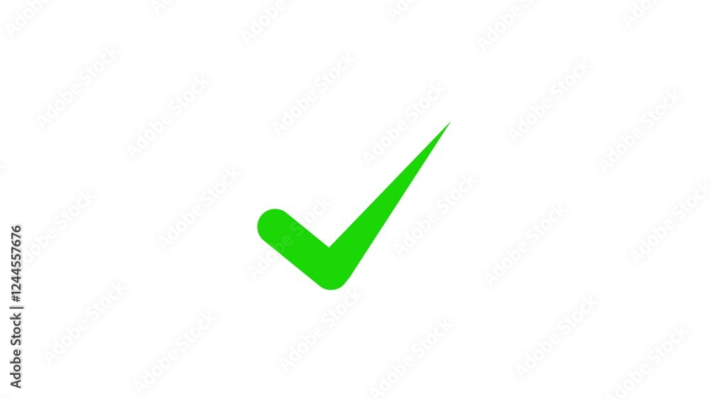Green color simple tick mark animation with white background Green color simple tick mark animation with white background