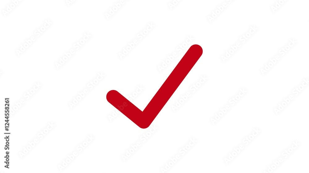 Red color simple check mark animation with white background Red color simple check mark animation with white background