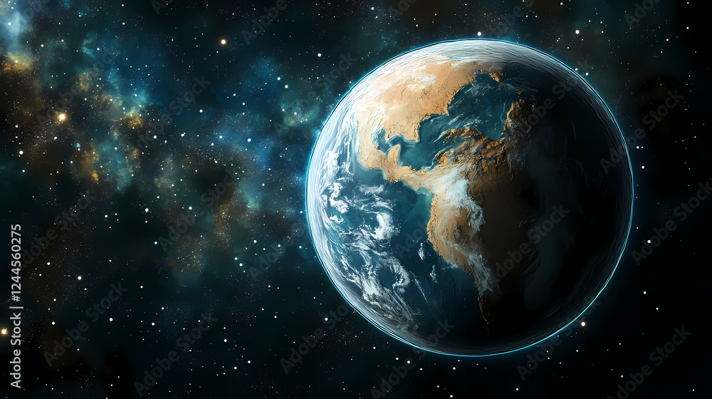 Obraz premium Desert fantasy science fiction worlds often include mysterious desert planets hidden on the edge of the galaxy. Hidden Worlds. Illustration