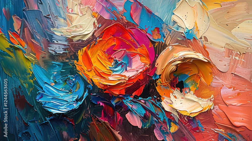 Fototapeta premium Abstract oil painting background, different brush strokes, giving volume to a picture