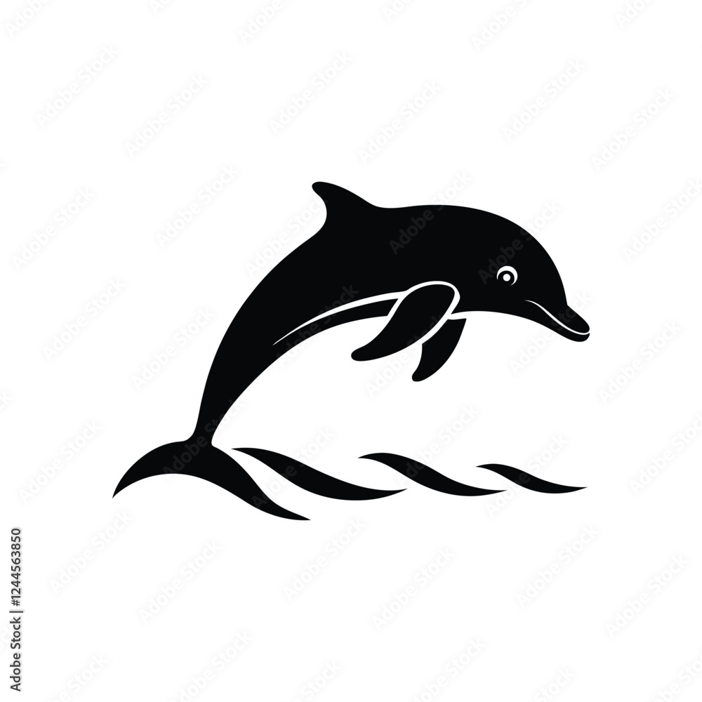 Fototapeta premium Jumping Dolphin silhouette vector illustration