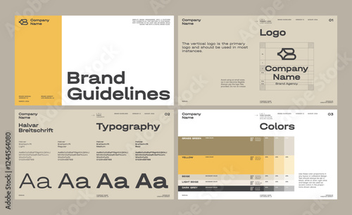 Brand guideline templates to create visual identity of your company.
