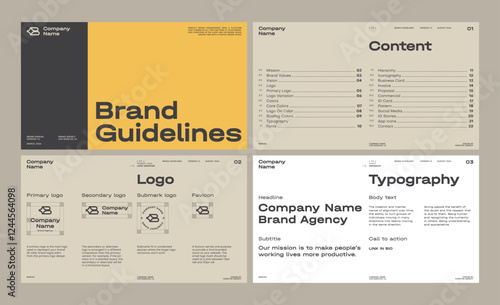 Brand guideline templates to create visual identity of your company.