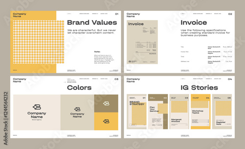 Brand guideline templates to create visual identity of your company.