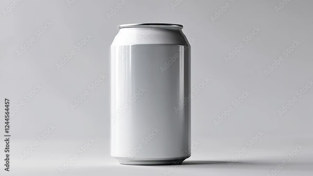 White aluminum can rotation on minimalistic studio background White aluminum can rotation on minimalistic studio background