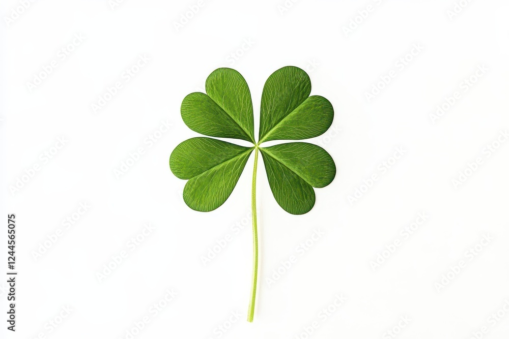 Minimalist Shamrock Clover in Solid Green on a White Background, Simple Irish Symbol Minimalist Shamrock Clover in Solid Green on a White Background, Simple Irish Symbol