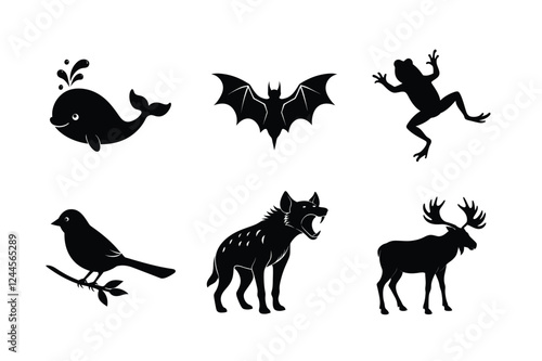 Set of animal silhouette vector illustration 