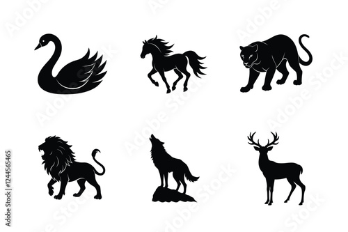 Set of animal silhouette vector illustration