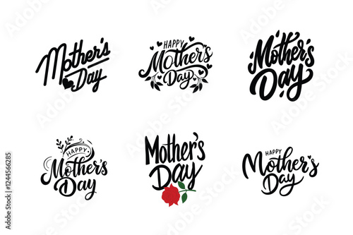 Set of Happy Mother's Day typography vector illustration