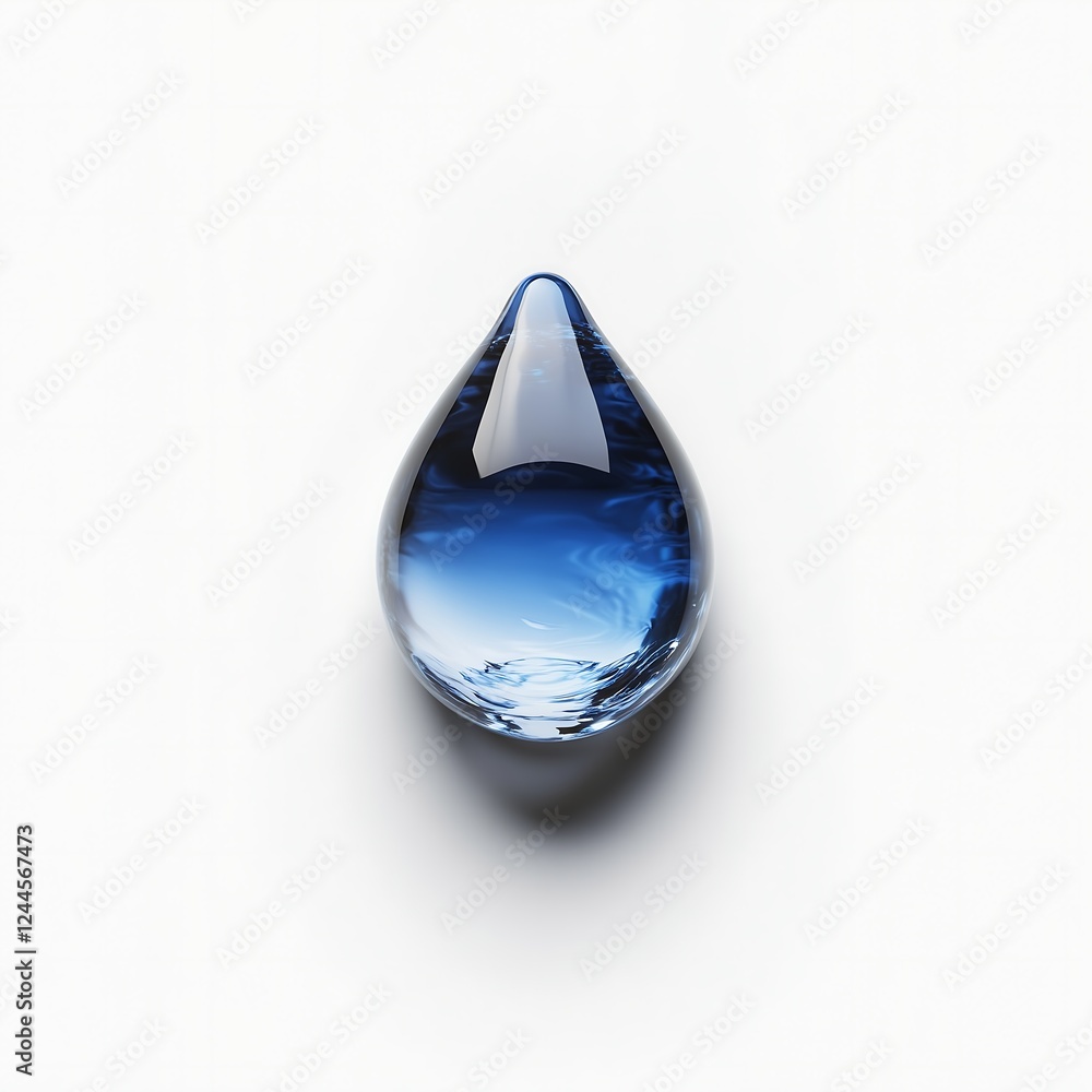 Obraz premium Crisp and Detailed Water Droplet: Simple Design with Blue Palette and High Sharpness.Generative AI