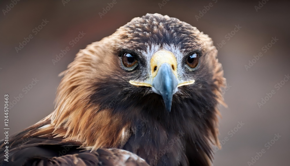 Striking Closeup of a Golden Eagles Intense Gaze, Showcasing Majestic Feathers Against a Backdrop of Rocky Canyon at Sunrise. Striking Closeup of a Golden Eagles Intense Gaze, Showcasing Majestic Feathers Against a Backdrop of Rocky Canyon at Sunrise.