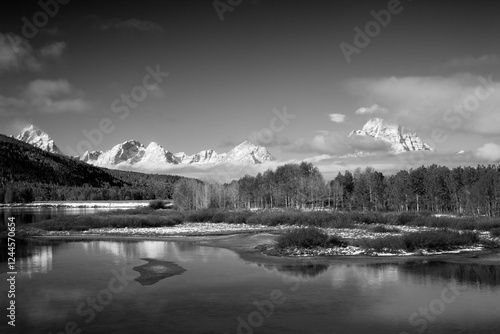 Wyoming, Grand Teton National Park. Teton Range and Mount Moran with Snake River at Oxbow Bend photo