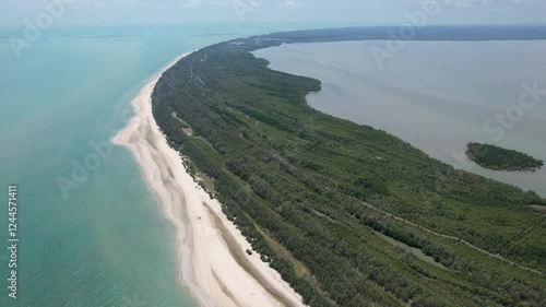 Talumphuk Cape or Laem Talumphuk in the Gulf of Thailand sea of ​​Nakhon Si Thammarat Province, Thailand, Asia photo