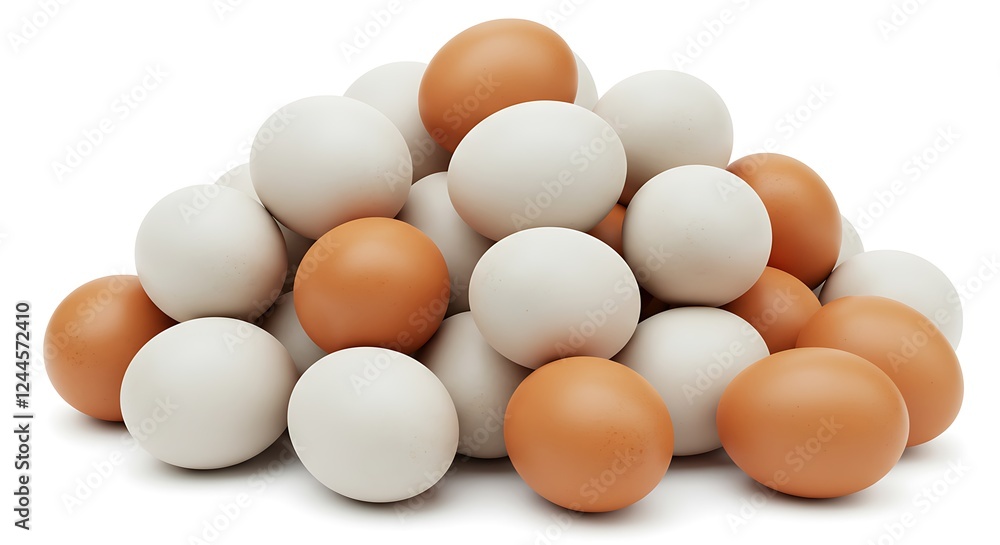 Pile stack heap of white and brown eggs isolated on transparent background. Group of healthy traditional chicken fresh organic protein food, many, meal ingredient, breakfast, diet Pile stack heap of white and brown eggs isolated on transparent background. Group of healthy traditional chicken fresh organic protein food, many, meal ingredient, breakfast, diet