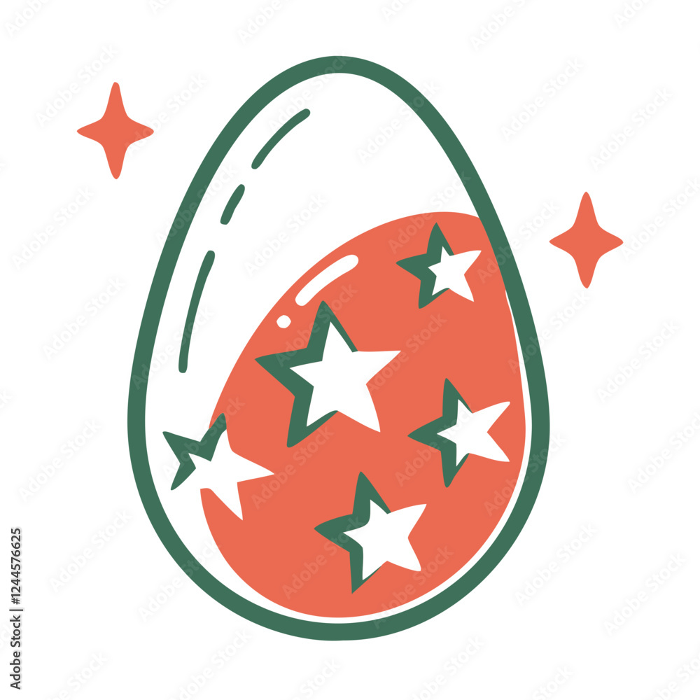 Colorful Easter egg icon with stars, festive decoration concept