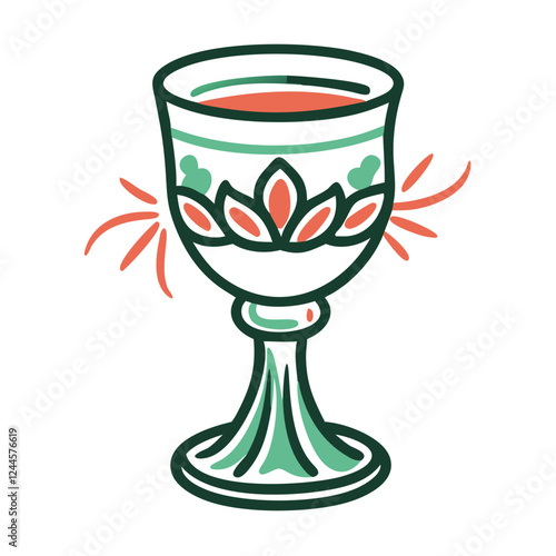 Decorative holy grail icon with vibrant design, symbolic significance