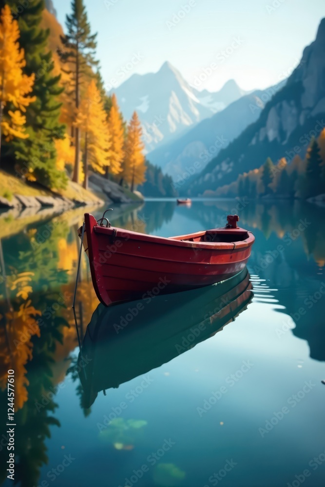 Blurred, fragmented boat reflections mirrored in a glassy lake , texture, boat Blurred, fragmented boat reflections mirrored in a glassy lake , texture, boat