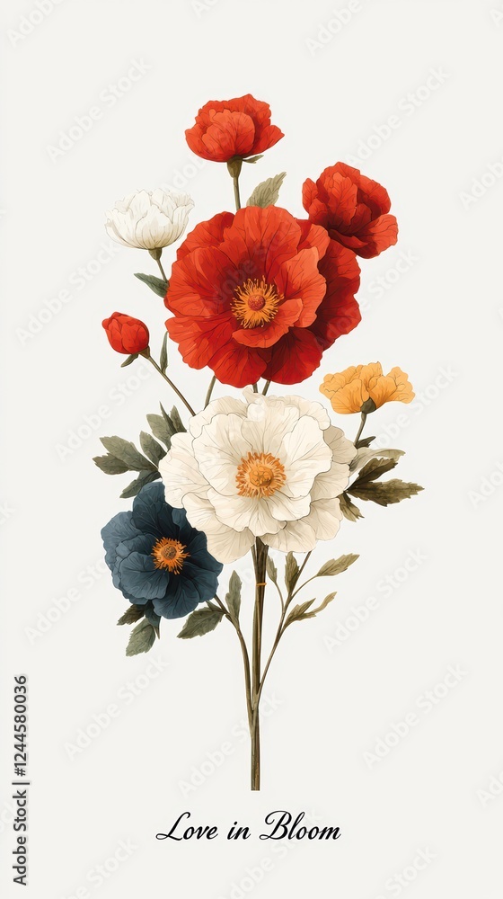 Elegant Floral Arrangement with Vibrant Flowers Against Light Background Elegant Floral Arrangement with Vibrant Flowers Against Light Background