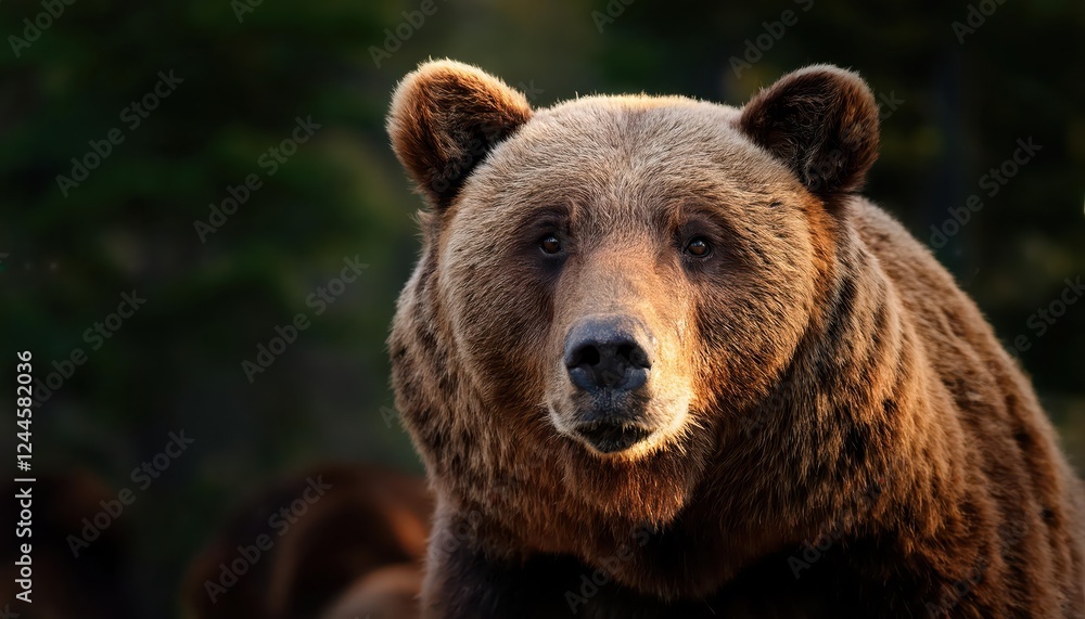 Imposing Grizzly Bear in Snowy Alaskan Wilderness, Striking Majesty and Power in Wintery Landscape, Captured in the Early Morning Light. Imposing Grizzly Bear in Snowy Alaskan Wilderness, Striking Majesty and Power in Wintery Landscape, Captured in the Early Morning Light.