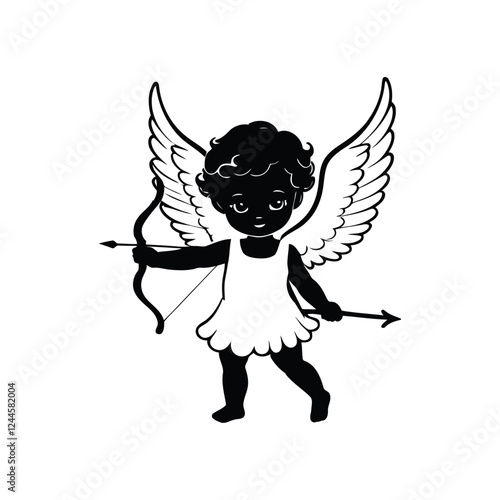 Cupid's Arrow: A classic illustration of Cupid, the Roman god of love and desire, depicted as a cherubic figure with wings and a bow and arrow, ready to strike with his potent love potion.