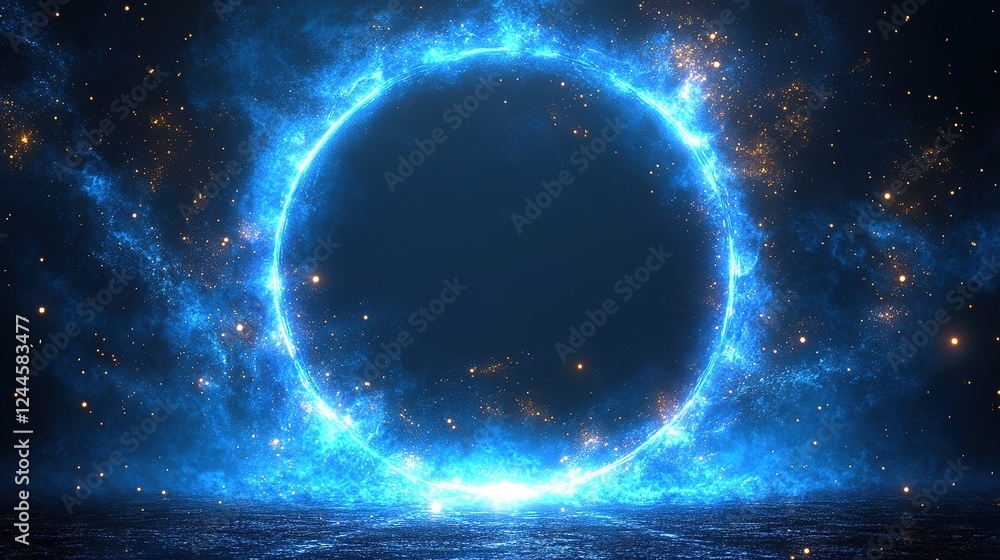 Fototapeta premium Galactic energy portal cosmic realm digital artwork vibrant environment wide angle sci-fi concept