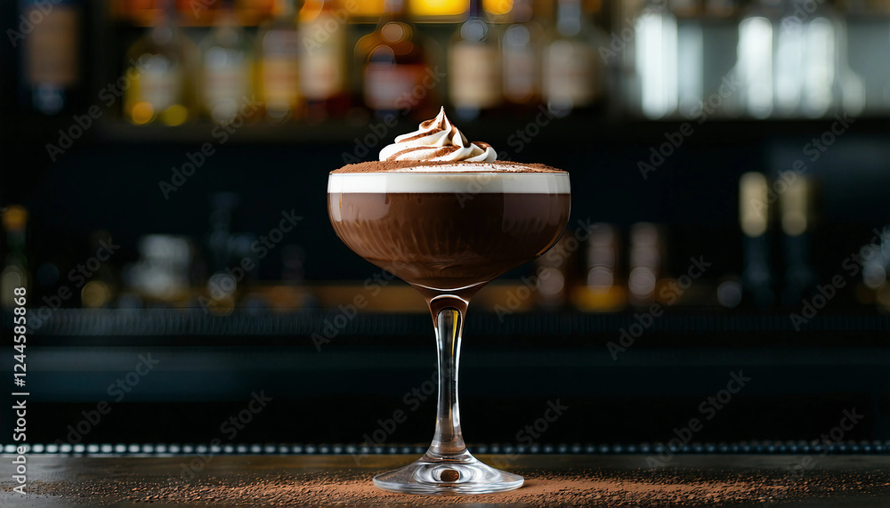 Φωτογραφία A luxurious martini glass filled with a velvety chocolate cocktail, rimmed with