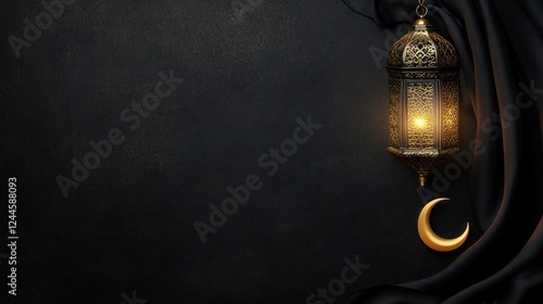 ramadan kareem islamic lantern traditional decoration background, with copy space for text