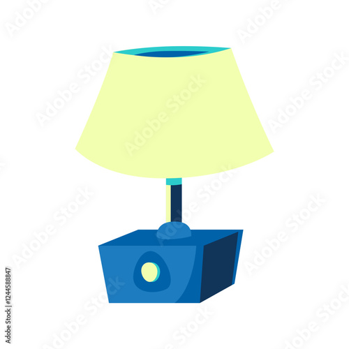 Simple blue table lamp with yellow shade illustration.