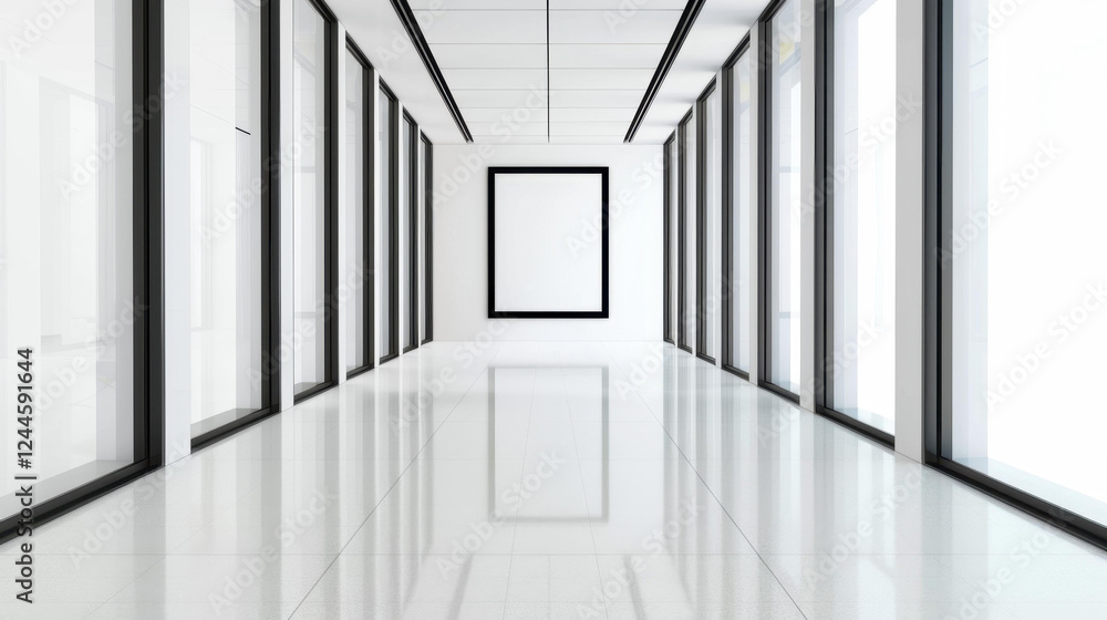 Obraz premium Discover the potential of an empty poster frame in a chic gallery, perfect for your next advertising campaign.