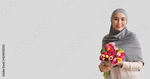Happy young Muslim woman ho...