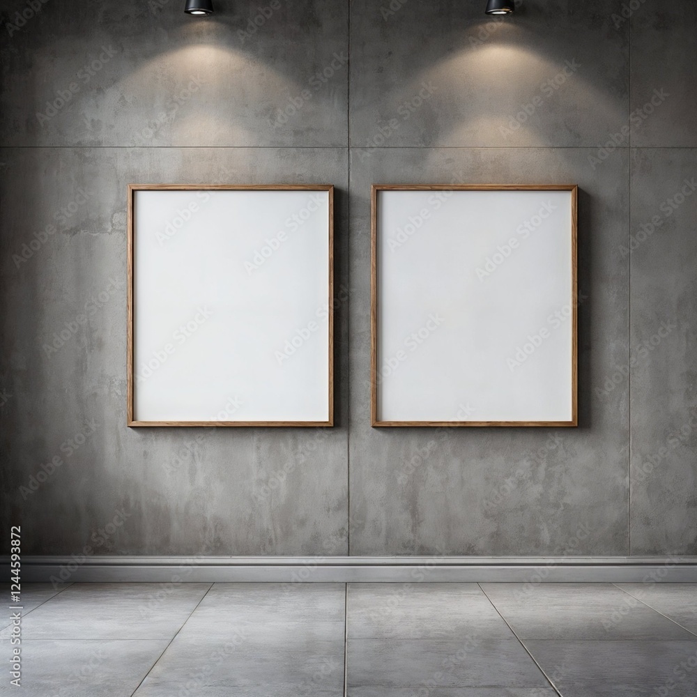 Mockup Frames Minimalist in Concrete and Wood Interior Mockup Frames Minimalist in Concrete and Wood Interior