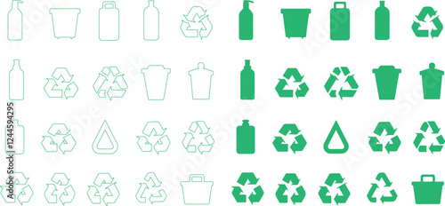 Set of Recycle Icon vector art illustration with white background 