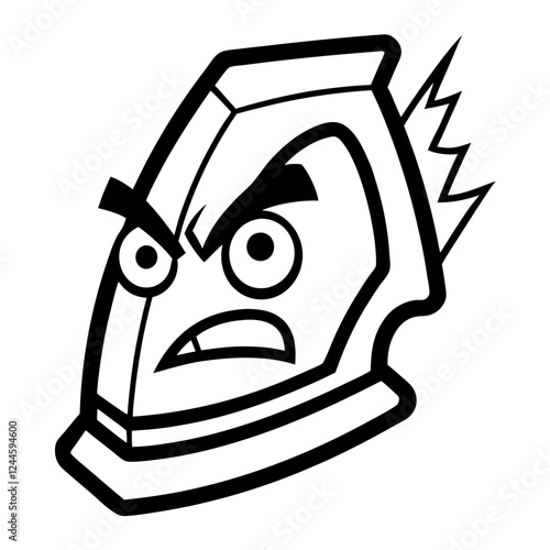 Electric Iron Vector Illustration – Cartoon, Clipart & Line Art Design on White Background, Electric iron vector illustration with cartoon, clipart, and line art design on a white background.