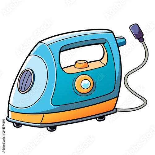 Electric Iron Vector Illustration – Cartoon, Clipart & Line Art Design on White Background, Electric iron vector illustration with cartoon, clipart, and line art design on a white background.
