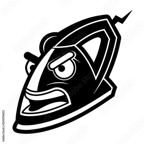 Electric Iron Vector Illustration – Cartoon, Clipart & Line Art Design on White Background, Electric iron vector illustration with cartoon, clipart, and line art design on a white background.