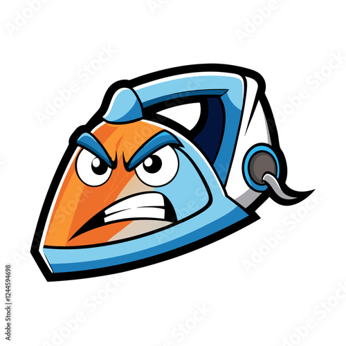 Electric Iron Vector Illustration – Cartoon, Clipart & Line Art Design on White Background, Electric iron vector illustration with cartoon, clipart, and line art design on a white background.