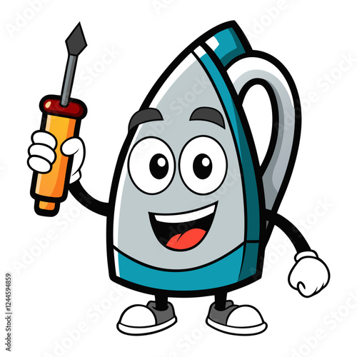 Electric Iron Vector Illustration – Cartoon, Clipart & Line Art Design on White Background, Electric iron vector illustration with cartoon, clipart, and line art design on a white background.