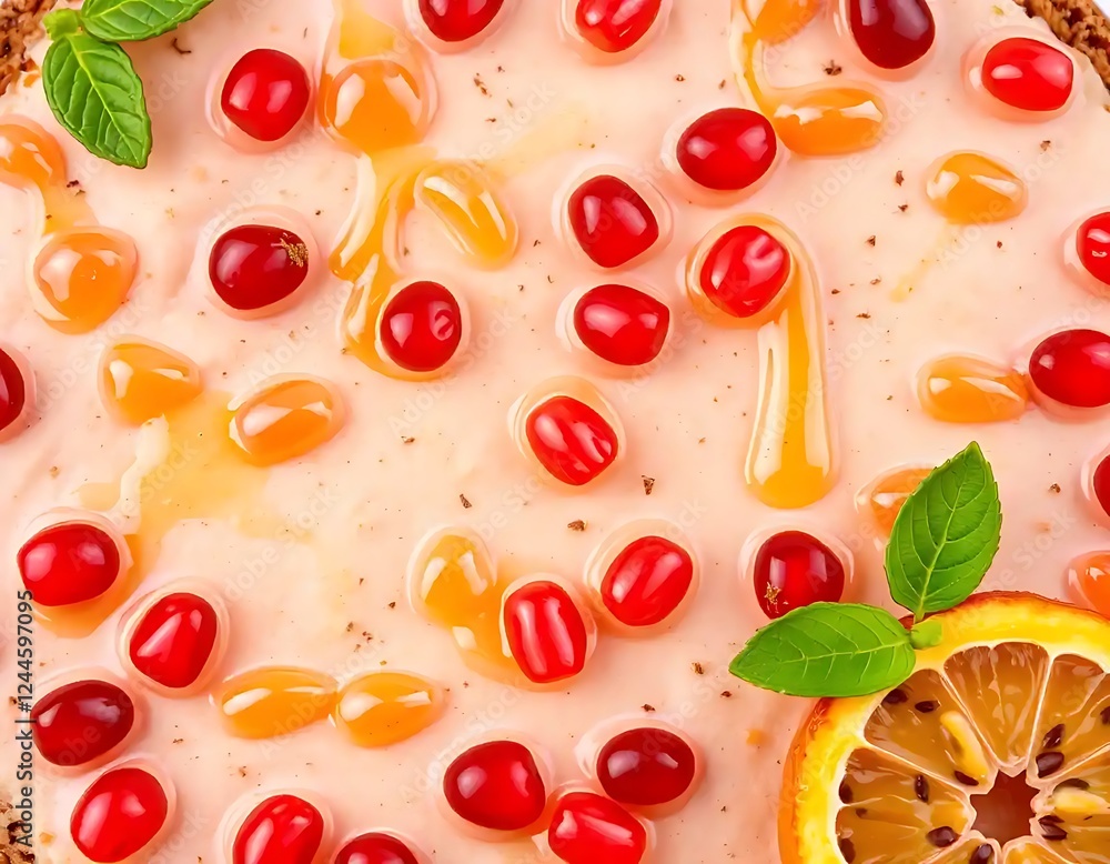 Delicious Creamy Dessert Topped With Berries and Honey Delicious Creamy Dessert Topped With Berries and Honey