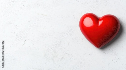Red heart on white background, Valentine's Day card