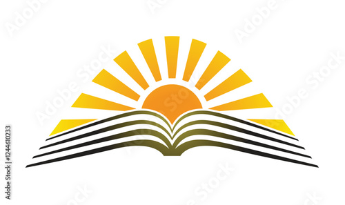 Creative Open Book Sunlight Ray Logo Design Vector Symbol Illustration