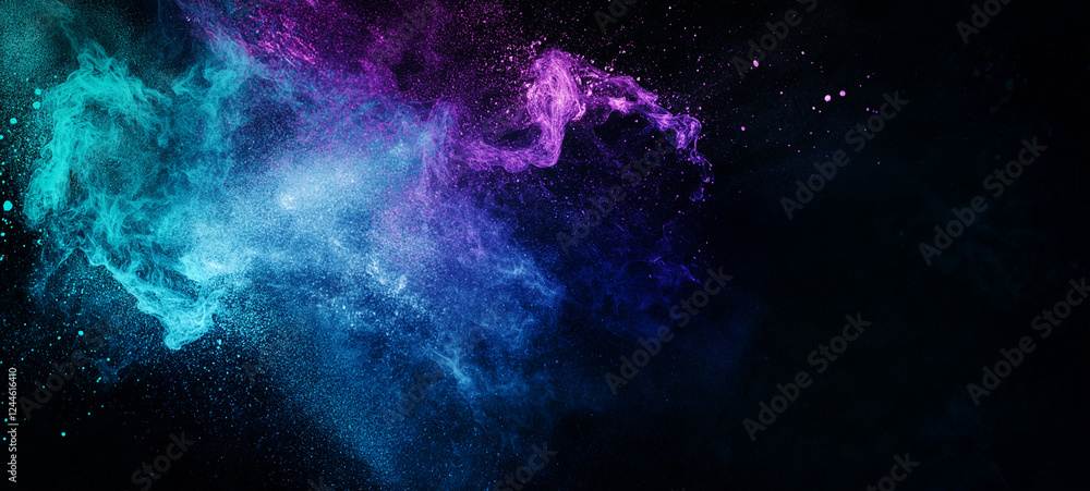 Fototapeta premium A black background featuring a gradient of blue, purple, and teal, creating a vibrant effect.