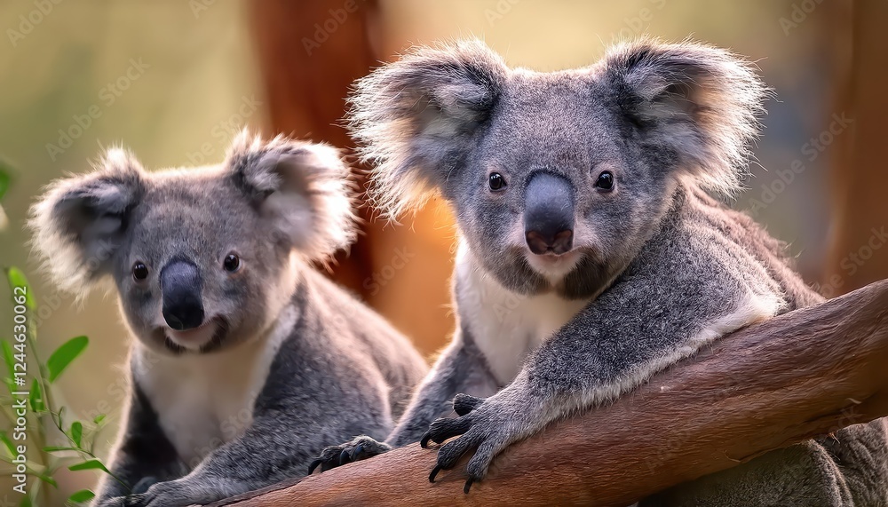 Fototapeta premium Endearing Gathering of Koalas in an Australian Eucalyptus Forest, Showcasing the Softness and Serenity of Wildlife Coexisting Peacefully within Their Natural Habitat
