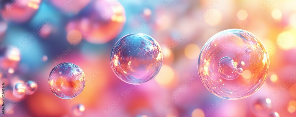 Colorful bubbles floating in soft light abstract art digital illustration dreamy environment close-up view whimsical concept Colorful bubbles floating in soft light abstract art digital illustration dreamy environment close-up view whimsical concept